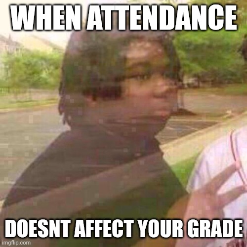 Guy Fades Away | WHEN ATTENDANCE; DOESNT AFFECT YOUR GRADE | image tagged in guy fades away | made w/ Imgflip meme maker