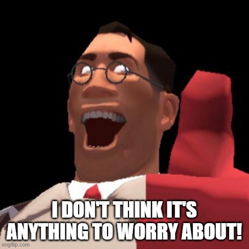 I DON'T THINK IT'S ANYTHING TO WORRY ABOUT! | image tagged in tf2 medic | made w/ Imgflip meme maker