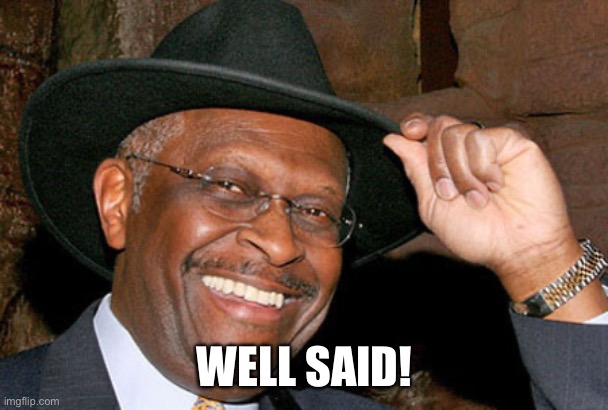 Herman Cain | WELL SAID! | image tagged in herman cain | made w/ Imgflip meme maker
