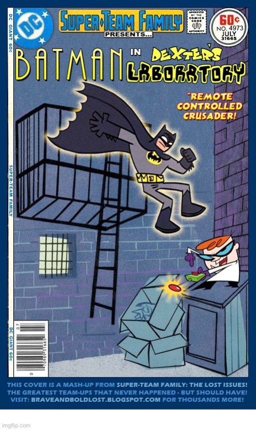 The Dark Knight and the pint-sized mad scientist… | image tagged in batman,dexters lab,mashup,comics,super team family | made w/ Imgflip meme maker