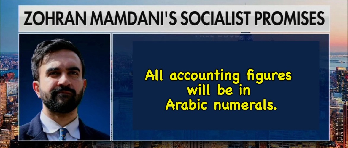 I wonder how many fell for that prank. | All accounting figures 
will be in 
Arabic numerals. | image tagged in zohran mamdani s socialist promises | made w/ Imgflip meme maker