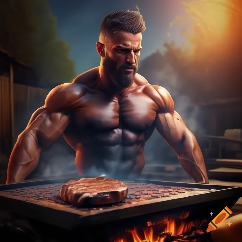 giga chad grilling 2 Blank Meme Template