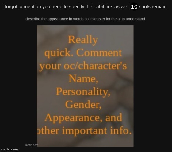 comment yo oc or suggest a fictional character❗❗ | made w/ Imgflip meme maker