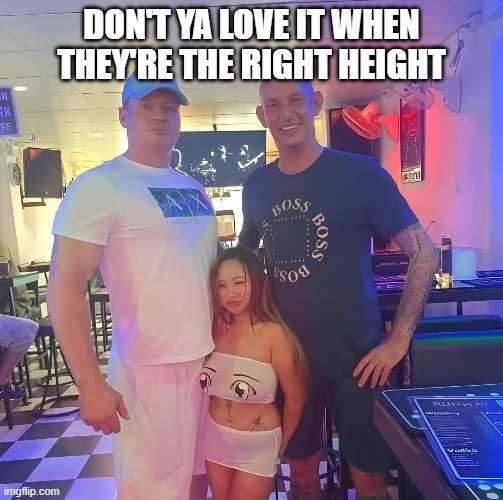 Right Height | DON'T YA LOVE IT WHEN THEY'RE THE RIGHT HEIGHT | image tagged in adult humor | made w/ Imgflip meme maker
