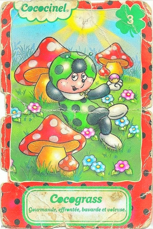 Cocograss Green Ladybug Character from  Cococinel Cartoon 1992 | image tagged in cococinel,cocomiel | made w/ Imgflip meme maker