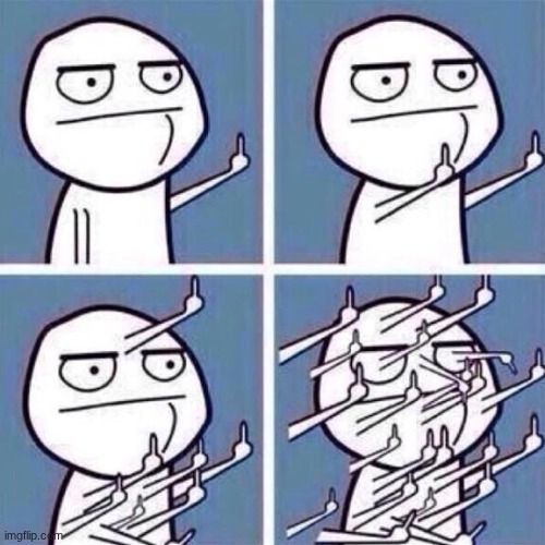 also to the people who cant accept ragebait. y'all are sore losers. | image tagged in middle finger | made w/ Imgflip meme maker