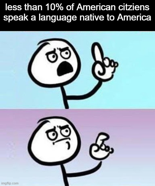 But what about Eng- oh, wait... | less than 10% of American citziens speak a language native to America | image tagged in good point,memes,funny,america,language | made w/ Imgflip meme maker