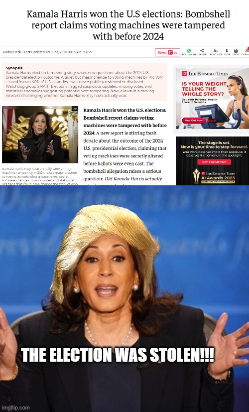 Democrats gotta steal EVERYTHNG HAHAHAHAHAA | THE ELECTION WAS STOLEN!!! | image tagged in kamala harris,funny memes,stolen,2024,full retard,donald trump approves | made w/ Imgflip meme maker