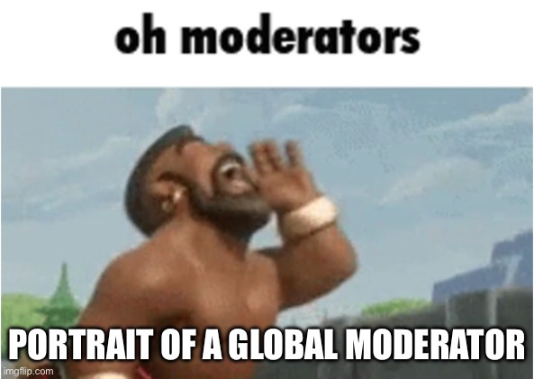 OH MODERATORS | PORTRAIT OF A GLOBAL MODERATOR | image tagged in oh moderators | made w/ Imgflip meme maker