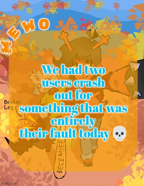 Mewo's Dess Template | We had two users crash out for something that was entirely their fault today 💀 | image tagged in mewo's dess template | made w/ Imgflip meme maker