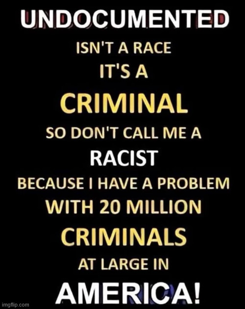 No, it's not racist | image tagged in political,reposts,illegals | made w/ Imgflip meme maker