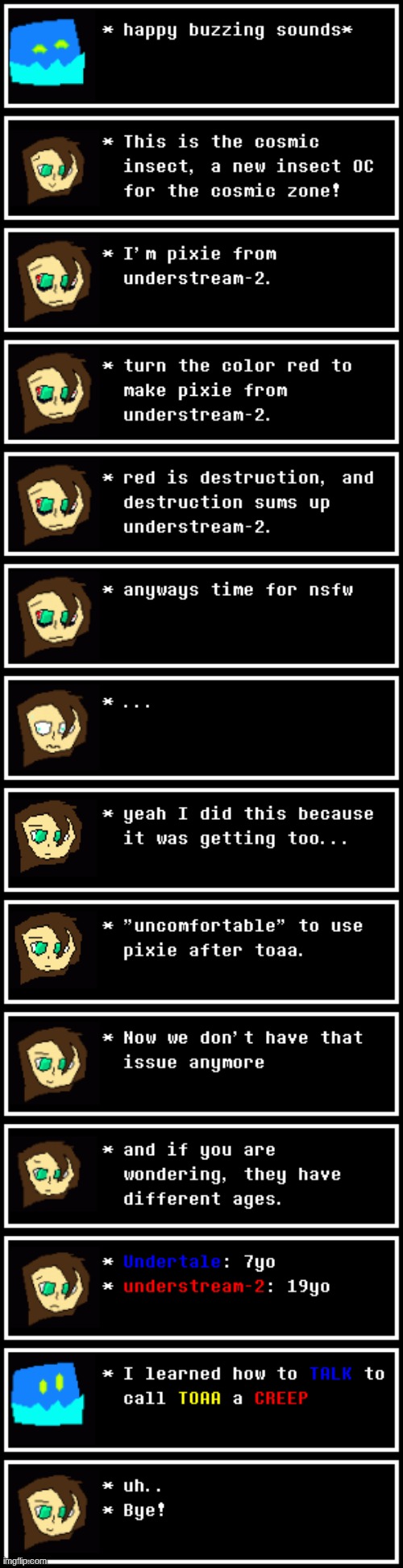 NEW OC, Pixie OCS are split between streams. the difference is that understream-2 pixie has red eyes from bleach(w cosmicInsect) | made w/ Imgflip meme maker