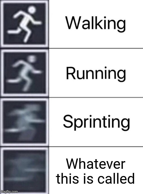 Flying? Speedrunning? | Whatever this is called | image tagged in walking running sprinting | made w/ Imgflip meme maker
