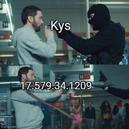 Godzilla Eminem | Kys; 17.579.34.1209 | image tagged in godzilla eminem,ip address,kys | made w/ Imgflip meme maker