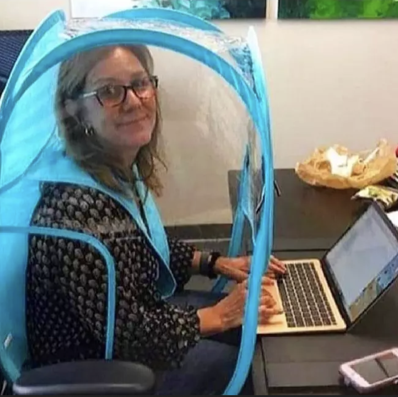 covid bubble woman Blank Meme Template