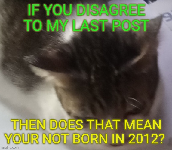 Ming mong | IF YOU DISAGREE TO MY LAST POST; THEN DOES THAT MEAN YOUR NOT BORN IN 2012? | image tagged in ming mong | made w/ Imgflip meme maker