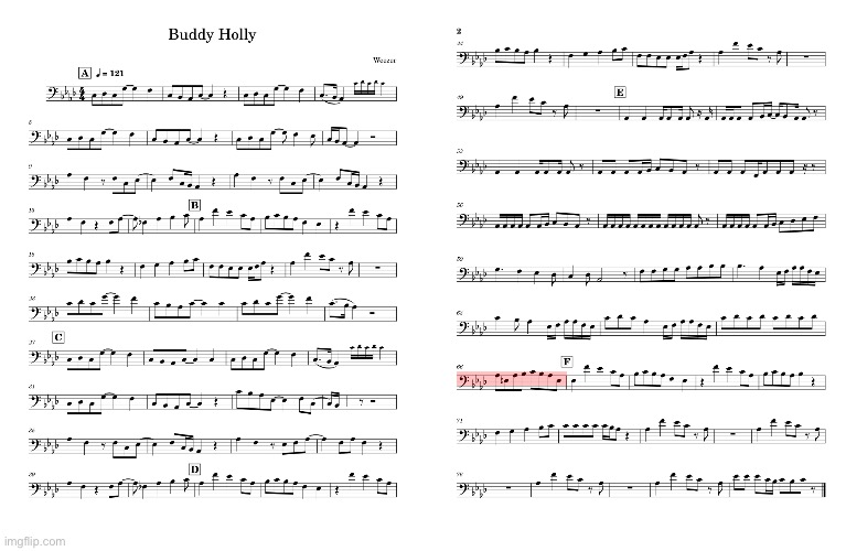 Buddy holly but for trombone and baritone/euphonium. The famous solo starts at the dark grey | image tagged in buddy holly | made w/ Imgflip meme maker