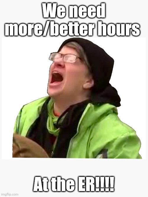 Dumb things Liberals say | We need more/better hours; At the ER!!!! | image tagged in funny memes | made w/ Imgflip meme maker