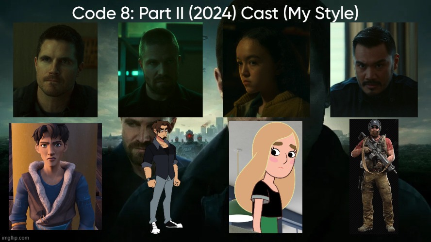 Code 8: Part II (2024) Cast (My Style) | image tagged in code 8 part ii 2024 cast my style,meme,memes,spoof cast,code 8 part ii,characters | made w/ Imgflip meme maker