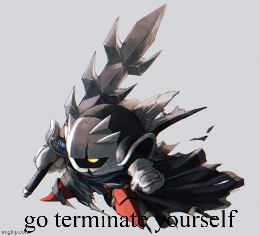 Dark meta knight | go terminate yourself | image tagged in dark meta knight | made w/ Imgflip meme maker