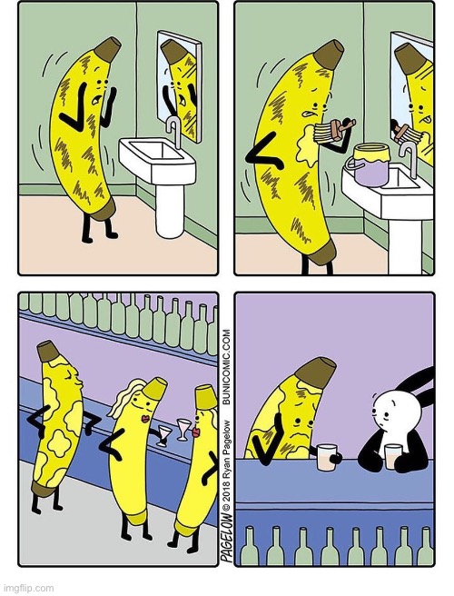 Bunni Comics | image tagged in comics,bunni comics,bananas,bad spots,getting old | made w/ Imgflip meme maker