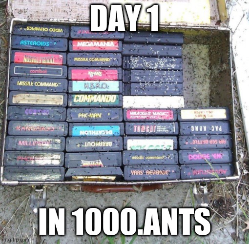 game ants | DAY 1; IN 1000.ANTS | image tagged in game ants | made w/ Imgflip meme maker