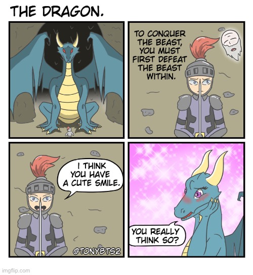 image tagged in comics,the dragon,flattery,knight | made w/ Imgflip meme maker