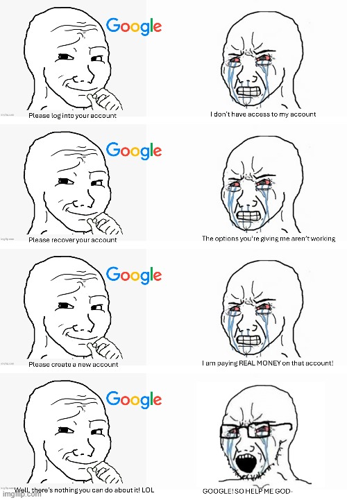 Why can't we just outlaw monopolies?! | image tagged in google,memes,wojak | made w/ Imgflip meme maker