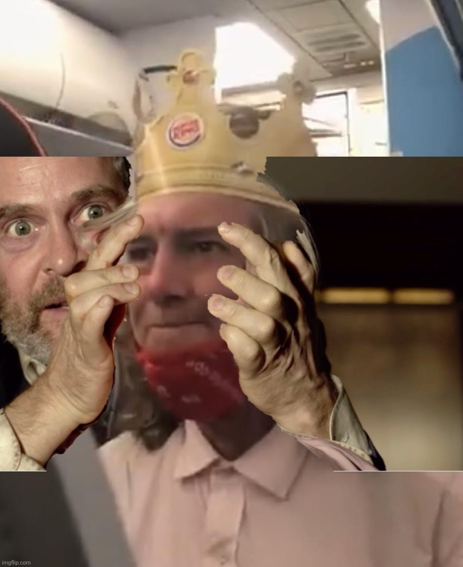 Burger King Crown Airplane | image tagged in burger king crown airplane,bird box,bird box eyes open | made w/ Imgflip meme maker