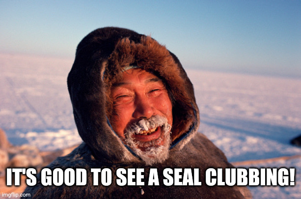 Eskimo | IT'S GOOD TO SEE A SEAL CLUBBING! | image tagged in eskimo | made w/ Imgflip meme maker