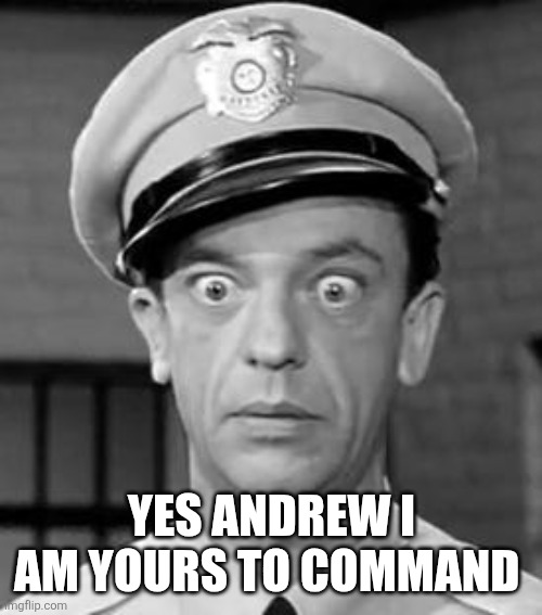 Barney Fife | YES ANDREW I AM YOURS TO COMMAND | image tagged in barney fife | made w/ Imgflip meme maker