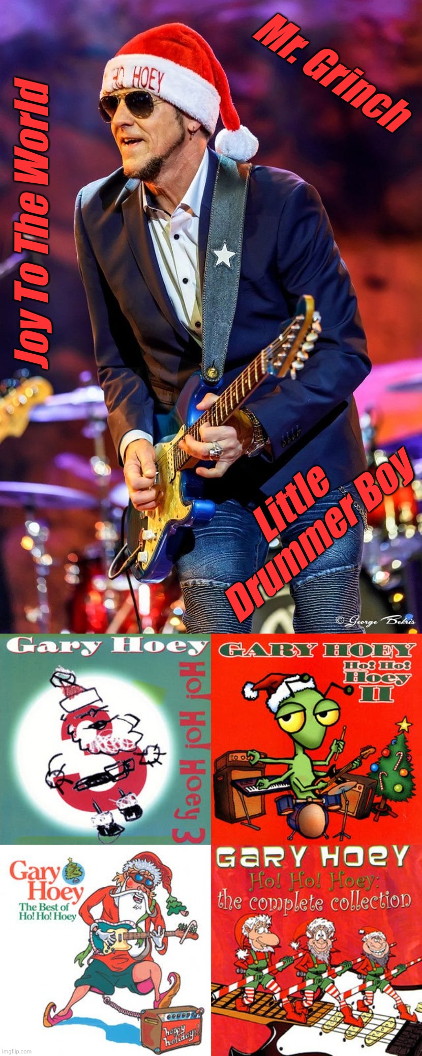 Xmas and Guitar...yeah Ho Ho Hoey!  Mr. Grinch is awesome | Mr. Grinch; Joy To The World; Little Drummer Boy | made w/ Imgflip meme maker