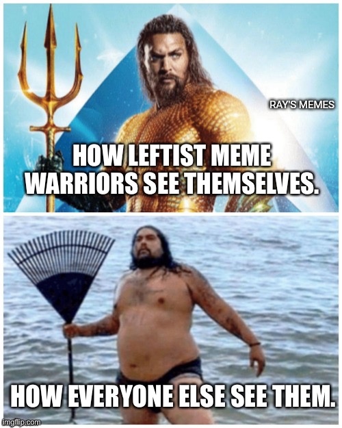 Know thy self. Think before you stink. | HOW LEFTIST MEME WARRIORS SEE THEMSELVES. HOW EVERYONE ELSE SEE THEM. | image tagged in aquaman fantasies | made w/ Imgflip meme maker
