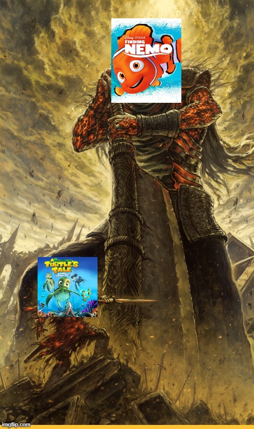 finding nemo vs turtle tales | image tagged in fantasy painting | made w/ Imgflip meme maker