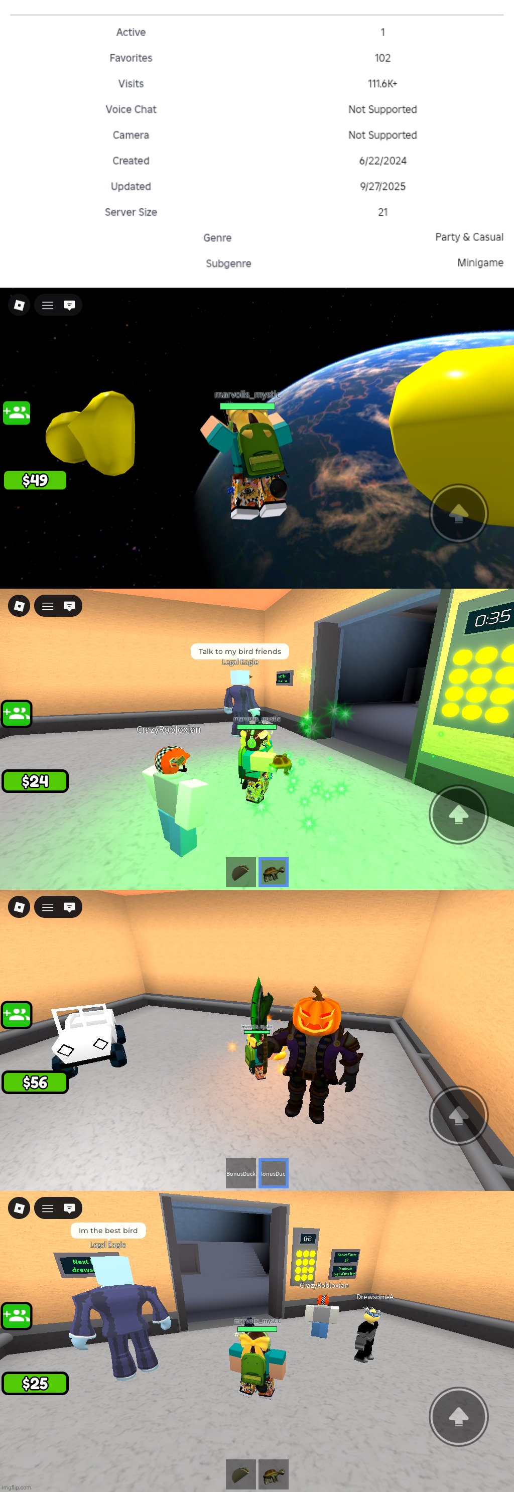 Found this roblox game called the awesome elevator. Pretty fun | made w/ Imgflip meme maker