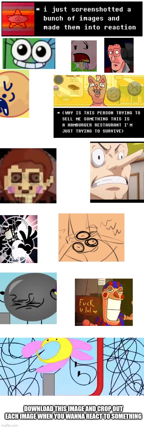 sans in topic (also mmmh tasty susie) | DOWNLOAD THIS IMAGE AND CROP OUT EACH IMAGE WHEN YOU WANNA REACT TO SOMETHING | image tagged in blank white template | made w/ Imgflip meme maker