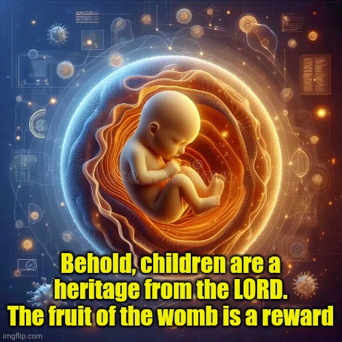 Baby in the womb | Behold, children are a heritage from the LORD.
The fruit of the womb is a reward | image tagged in baby in the womb | made w/ Imgflip meme maker