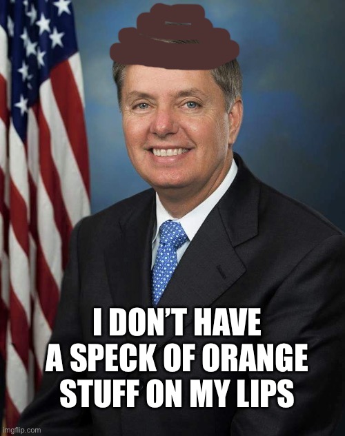 Lindsey Graham | I DON’T HAVE A SPECK OF ORANGE STUFF ON MY LIPS | image tagged in lindsey graham | made w/ Imgflip meme maker