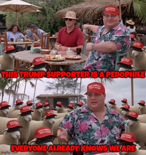EVERYONE ALREADY KNOWS WE ARE | THIS TRUMP SUPPORTER IS A PEDOPHILE EVERYONE ALREADY KNOWS WE ARE | image tagged in trump,maga,pedophile,sexual predator,jeffrey epstein,sexual assault | made w/ Imgflip meme maker