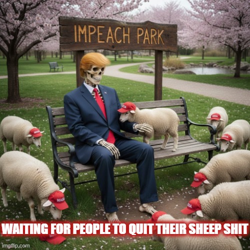 WAITING FOR PEOPLE | WAITING FOR PEOPLE TO QUIT THEIR SHEEP SHIT | image tagged in waiting skeleton,trump,maga,sheep,sheep shit,waiting for people to stop blindly following others | made w/ Imgflip meme maker
