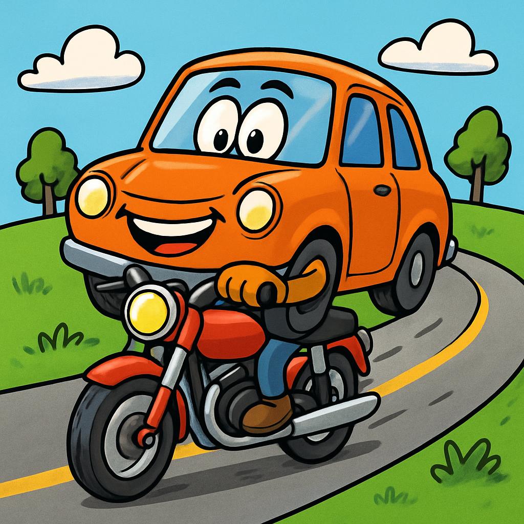 A car driving a motorcycle Blank Meme Template