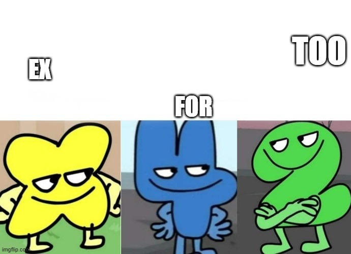 BFB Smug | EX FOR TOO | image tagged in bfb smug | made w/ Imgflip meme maker