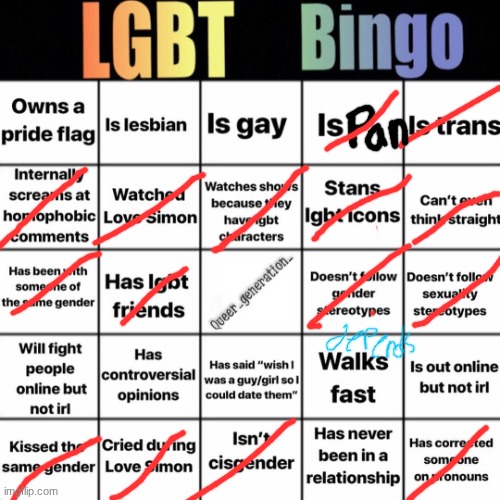 LGBTQ bingo | image tagged in lgbtq bingo | made w/ Imgflip meme maker