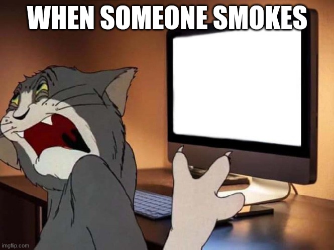 this is my life in new york | WHEN SOMEONE SMOKES | image tagged in disgusted tom | made w/ Imgflip meme maker