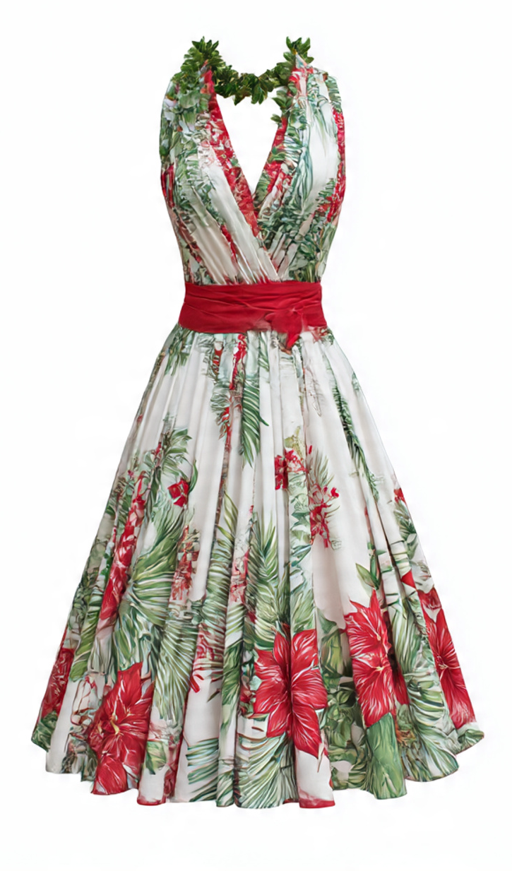 White Hawaiian Christmas Dress Blank Meme Template