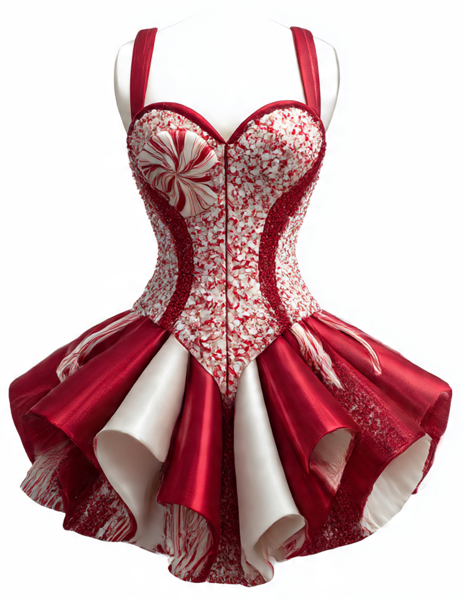 Red and White Peppermint Dress Blank Meme Template