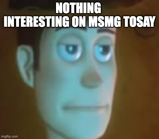 disappointed woody | NOTHING  INTERESTING ON MSMG TOSAY | image tagged in disappointed woody | made w/ Imgflip meme maker