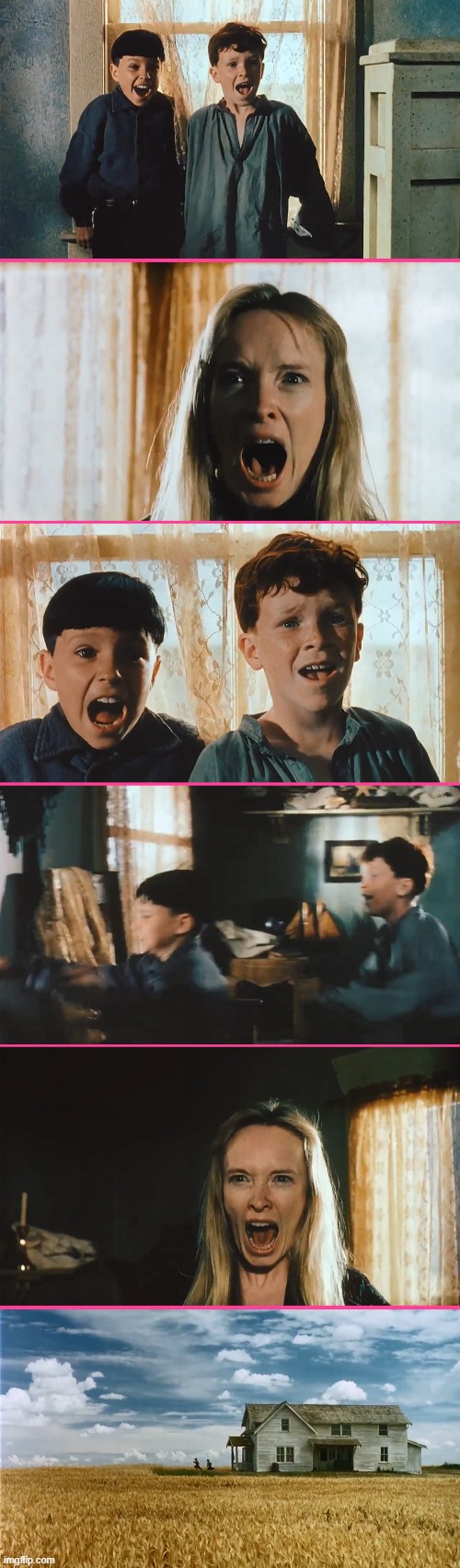 nothing but screaming and running template | image tagged in only screaming,running,screaming woman,screaming kids,the reflecting skin 1991,the reflecting skin | made w/ Imgflip meme maker