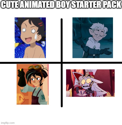 Blank Starter Pack | CUTE ANIMATED BOY STARTER PACK | image tagged in memes,blank starter pack | made w/ Imgflip meme maker