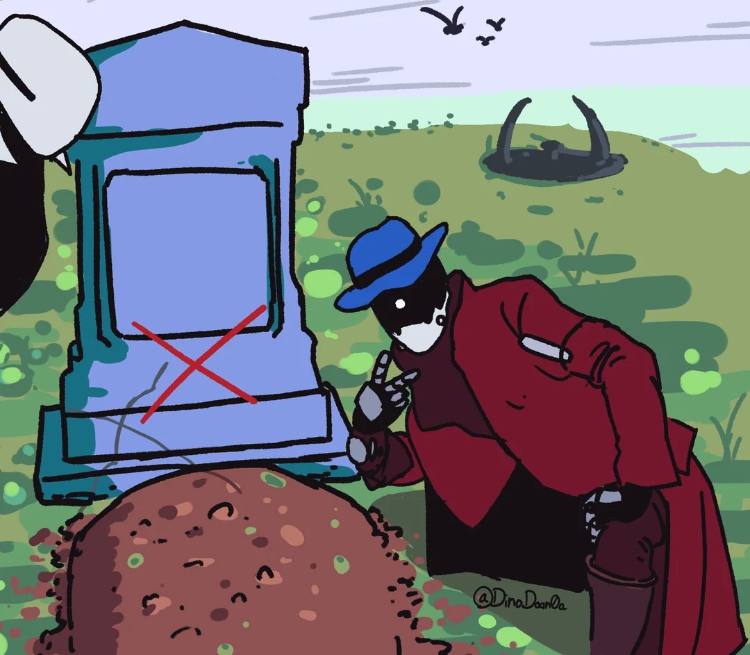 Bandit RoR2 over a grave Blank Meme Template